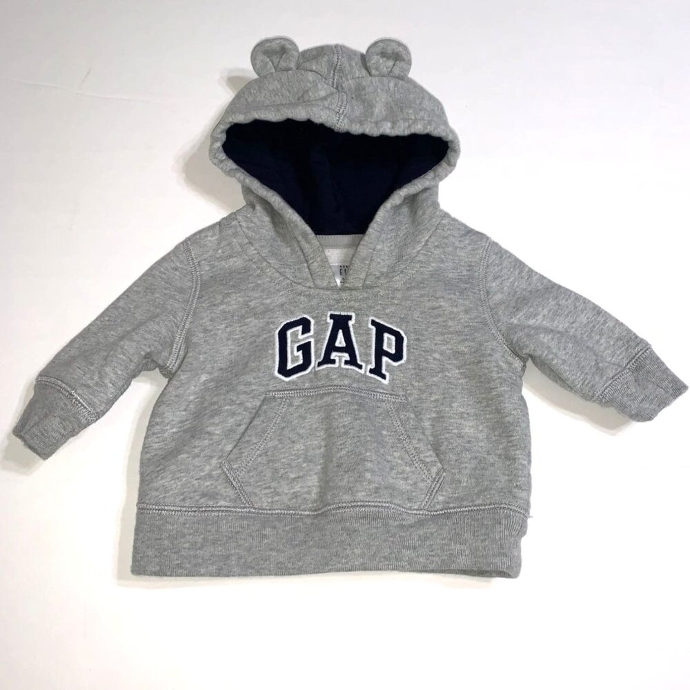 Baby Gap Bear Hoodie 0-3 Months Heather Gray.